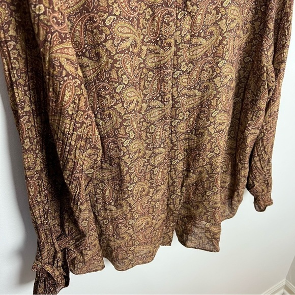 Soft Surrounding Paisley Print Ruffle Detail Button Down Shirt - Picture 7 of 10